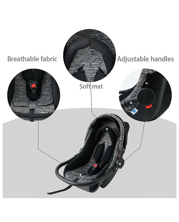Babyhug Cloud Cradle 3-in-1 Baby Carry Cot  Black| Rocker & Baby Seat| Safety Harness| Adjustable Canopy| Lightweight Portable Design| Removable & Washable Cover| 015 Months