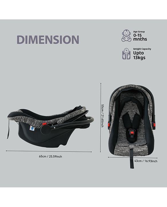 Babyhug Cloud Cradle 3-in-1 Baby Carry Cot  Black| Rocker & Baby Seat| Safety Harness| Adjustable Canopy| Lightweight Portable Design| Removable & Washable Cover| 015 Months