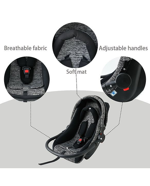 Babyhug Cloud Cradle 3-in-1 Baby Carry Cot  Black| Rocker & Baby Seat| Safety Harness| Adjustable Canopy| Lightweight Portable Design| Removable & Washable Cover| 015 Months