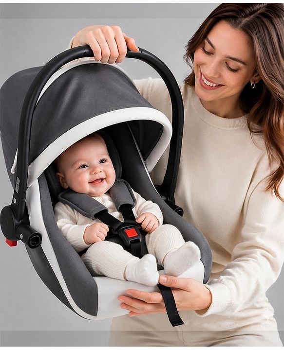 Babyhug Cloud Cradle 3-in-1 Baby Carry Cot  White Grey| Rocker & Baby Seat| Safety Harness| Adjustable Canopy| Lightweight Portable Design| Removable & Washable Cover| 015 Months
