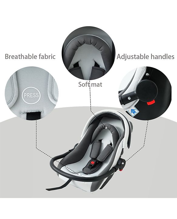 Babyhug Cloud Cradle 3-in-1 Baby Carry Cot  White Grey| Rocker & Baby Seat| Safety Harness| Adjustable Canopy| Lightweight Portable Design| Removable & Washable Cover| 015 Months