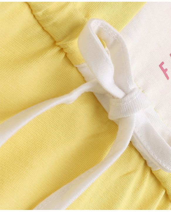 Pine Kids Cotton Knit One Piece Dress with Short Sleeves and Fast Quick Rum Fast Print in Yellow Cream for 4-5 Years