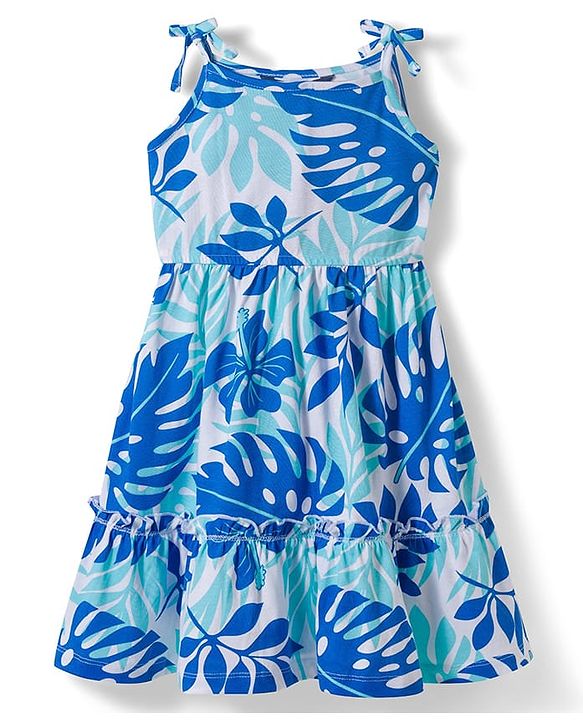 Pine Kids Cotton Knit Frock Sleeveless Floral Print Multi Colors 4-5 Years