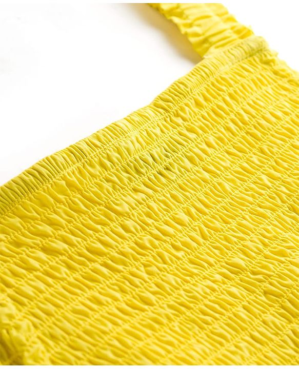 Pine Kids 100% Cotton Woven Sleeveless Frock With Floral Embroidery - Yellow