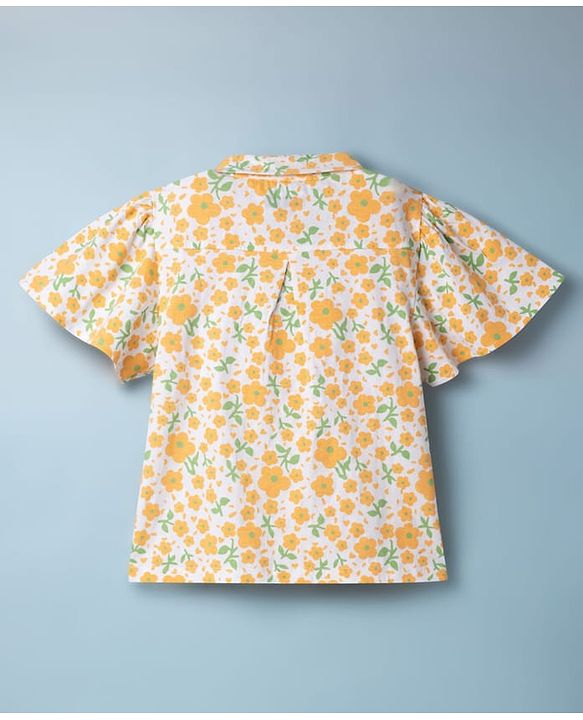 Pine Kids Cotton Knit Half Sleeves Floral Printed Top - Multicolor