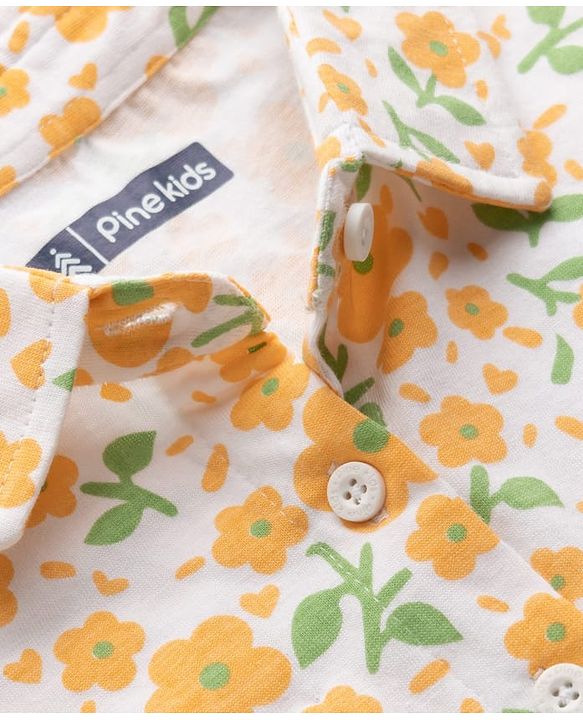 Pine Kids Cotton Knit Half Sleeves Floral Printed Top - Multicolor