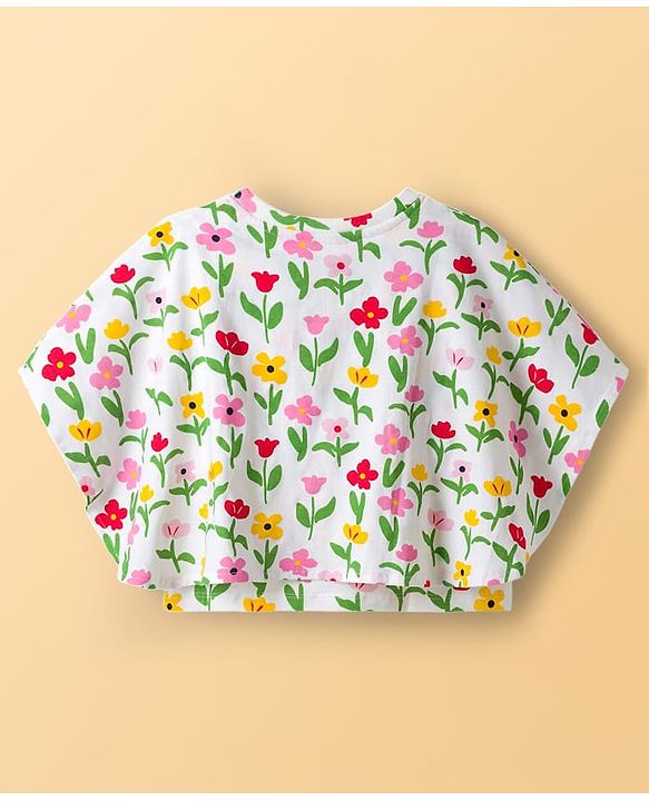 Pine Kids 100% Cotton Knit Sleeveless Floral Printed Top - Multicolour