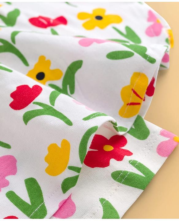 Pine Kids 100% Cotton Knit Sleeveless Floral Printed Top - Multicolour