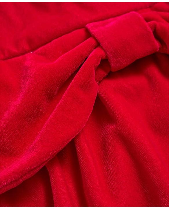 Babyhug Cotton Woven Full Sleeves Solid Color Frock with Headband & Bow Applique - Red