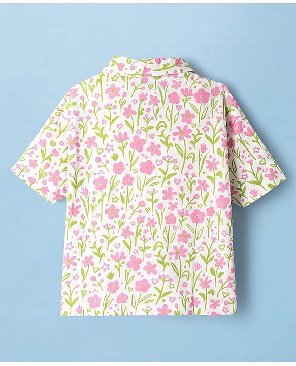 Pine Kids Cotton Knit Top Half Sleeves Shirt Style with Floral Print Multi Colors 4-5 Years