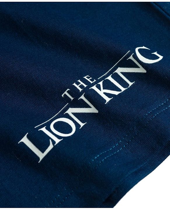Pine Kids Disney Single Jersey Knit Half Sleeves T-Shirt & Shorts Night Suit with Simba & Friends Graphic - Navy Blue