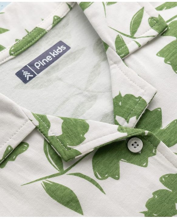 Pine Kids Cotton Knit Half Sleeves Shirt With Floral Print - Multicolor