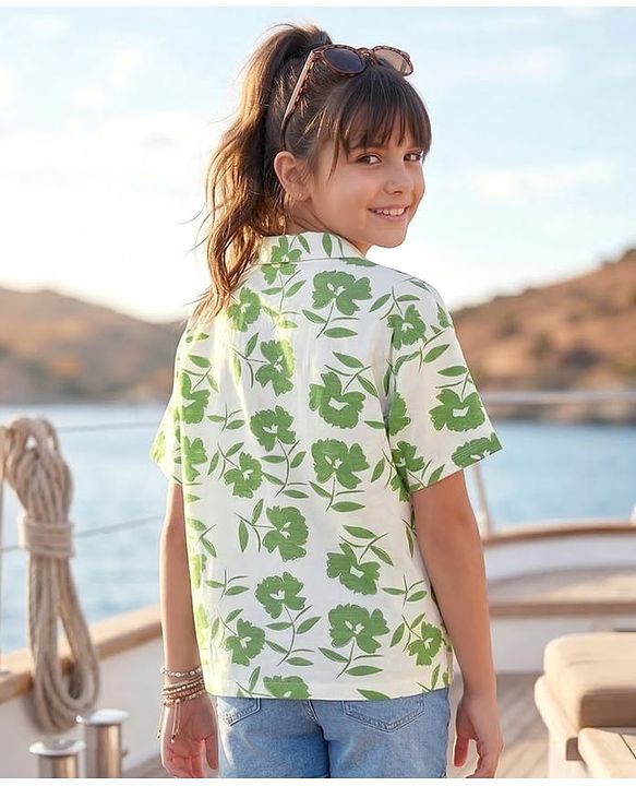 Pine Kids Cotton Knit Half Sleeves Shirt With Floral Print - Multicolor
