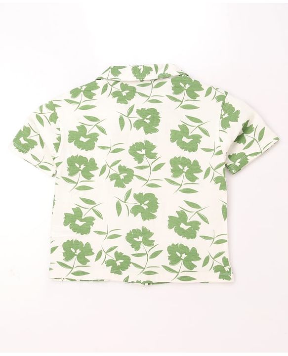 Pine Kids Cotton Knit Half Sleeves Shirt With Floral Print - Multicolor