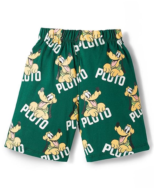Babyhug Disney Single Jersey Knit Half Sleeves T-Shirt & Shorts Night Suit With Pluto Graphics - Green