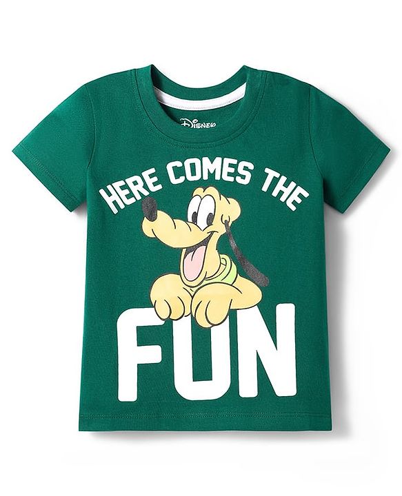 Babyhug Disney Single Jersey Knit Half Sleeves T-Shirt & Shorts Night Suit With Pluto Graphics - Green