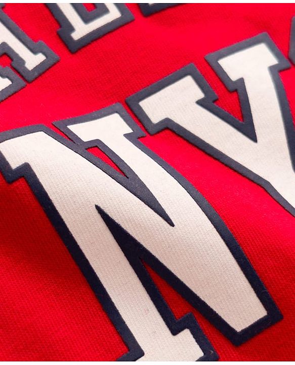 Babyhug Cotton Knit Half Sleeves Oversized Collared T-Shirt with NYC Print - Red