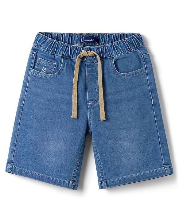 Pine Kids Denim Woven Washed Shorts - Light Blue