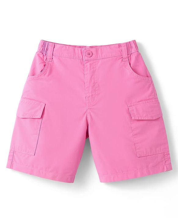 Pine Kids Denim Woven Solid Shorts - Pink