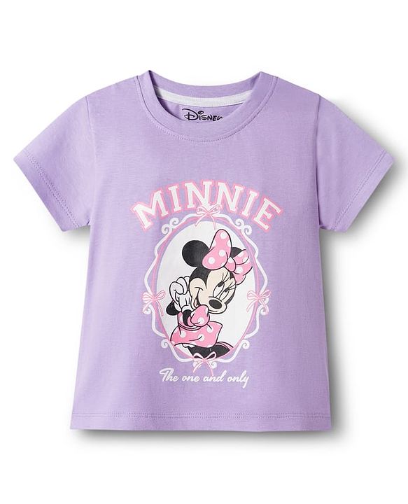 Babyhug Disney Single Jersey Knit Half Sleeves T-Shirt & Shorts Night Suit With Minnie Mouse Graphics - Lavender