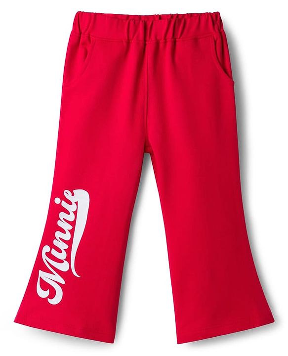 Babyhug Disney Single Jersey Knit Half Frill Sleeves T-Shirt & Pant Set with Minnie Mouse Graphic - Red & White