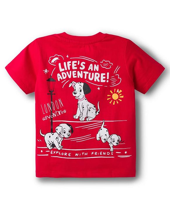 Babyhug Disney Single Jersey Knit Half Sleeves T-Shirt & Shorts Co-ord Night Suit With 101 Dalmatians Graphics - Red