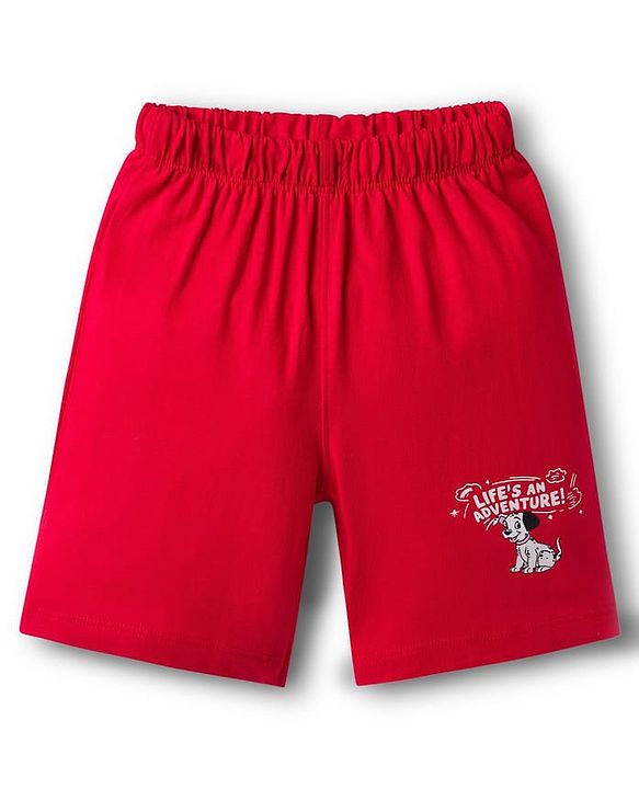 Babyhug Disney Single Jersey Knit Half Sleeves T-Shirt & Shorts Co-ord Night Suit With 101 Dalmatians Graphics - Red