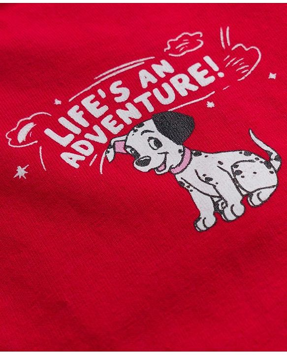 Babyhug Disney Single Jersey Knit Half Sleeves T-Shirt & Shorts Co-ord Night Suit With 101 Dalmatians Graphics - Red
