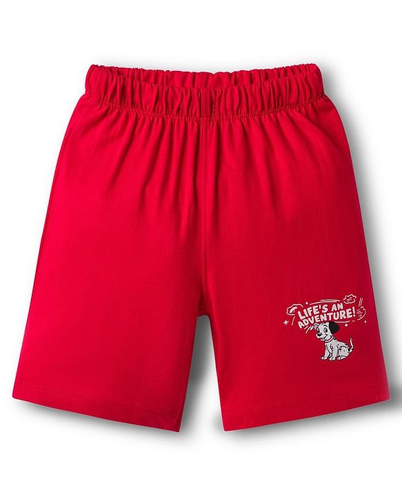 Babyhug Disney Single Jersey Knit Half Sleeves T-Shirt & Shorts Co-ord Night Suit With 101 Dalmatians Graphics - Red