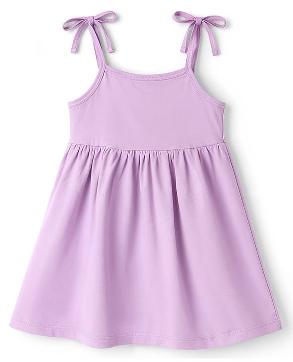Babyhug Cotton Knit Frocks with Bloomer/Shorts with Ruffled Neck Lilac 0-0 Months