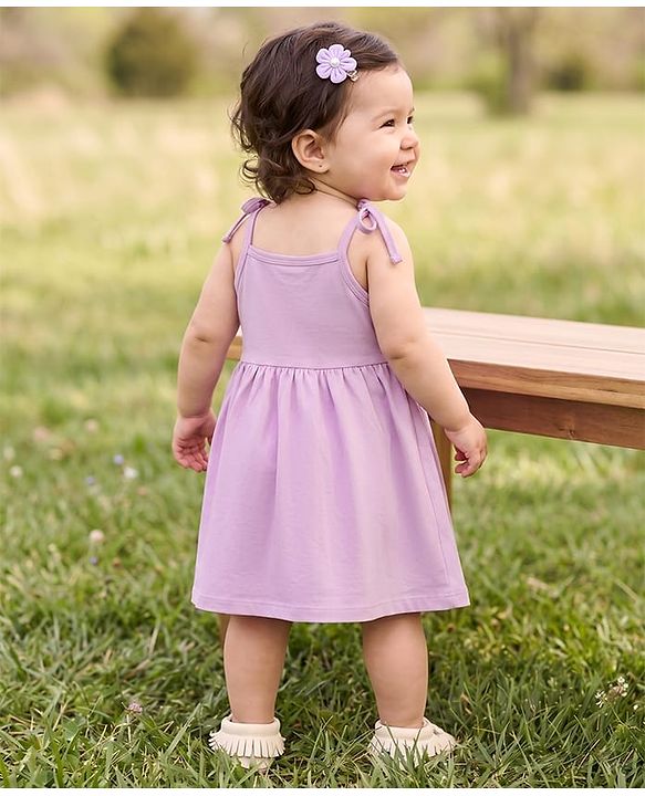 Babyhug Cotton Knit Frocks with Bloomer/Shorts with Ruffled Neck Lilac 0-0 Months