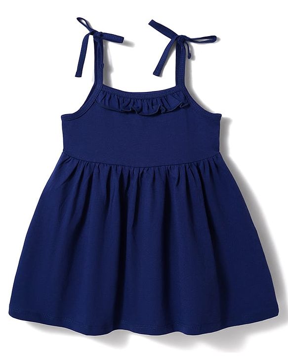 Babyhug Single Jersey Knit Frocks with Bloomer/Shorts Tie-Up Shoulder Straps Navy New Born