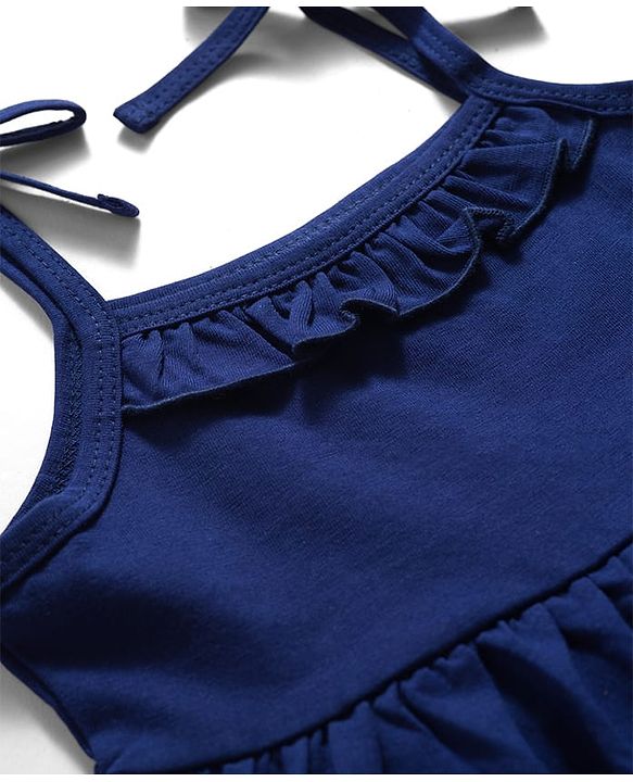 Babyhug Single Jersey Knit Frocks with Bloomer/Shorts Tie-Up Shoulder Straps Navy New Born