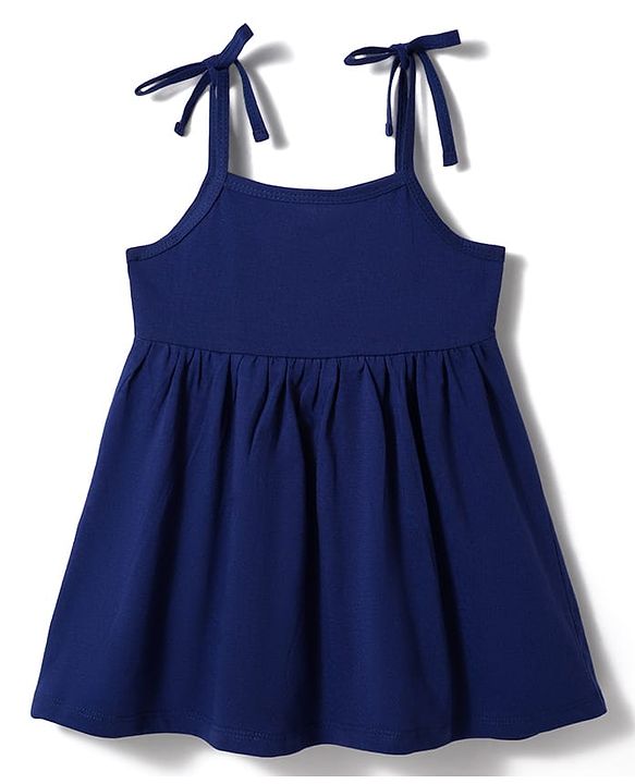Babyhug Single Jersey Knit Frocks with Bloomer/Shorts Tie-Up Shoulder Straps Navy New Born