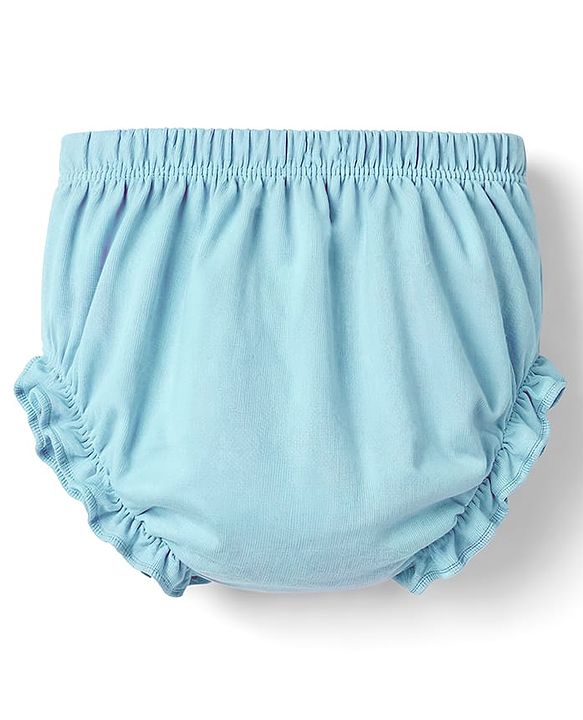 Babyhug Cotton Knit Frocks with Bloomers/Shorts Ruffled Neck Blue 0-3 Months