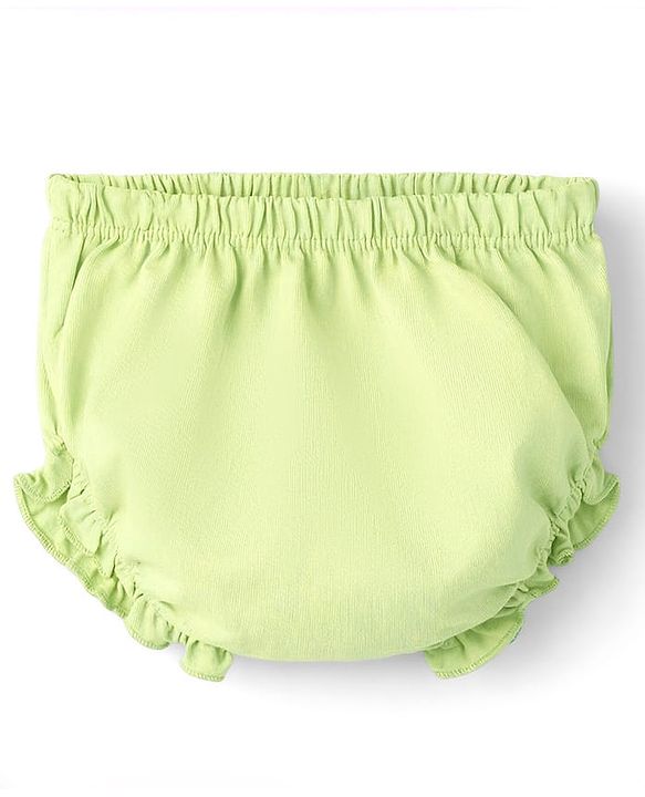 Babyhug Single Jersey Knit Sleeveless Tie-Knot Frock & Bloomer - Green