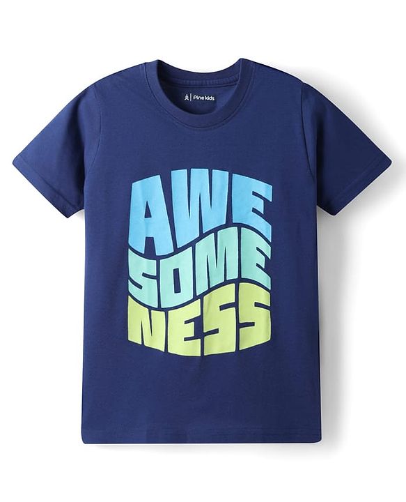Pine Kids Cotton Knit T-Shirts Graphic Print Round Neck Half Sleeves Multi Colors 5-6 Years Pack of 5