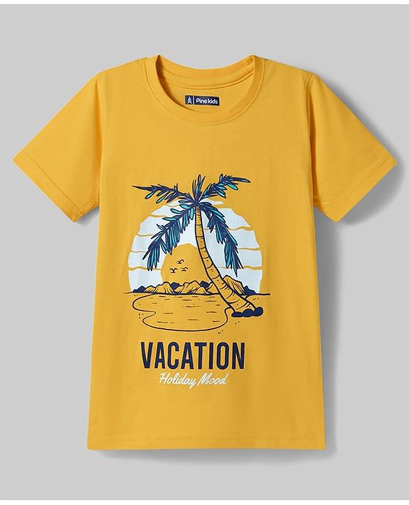Pine Kids Cotton Knit T-Shirts Graphic Print Round Neck Half Sleeves Multi Colors 4-5 Years