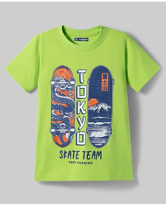 Pine Kids Cotton Knit T-Shirts Graphic Print Round Neck Half Sleeves Multi Colors 4-5 Years