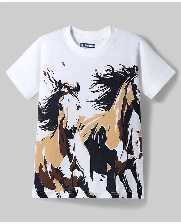 Pine Kids Cotton Knit T-Shirts Graphic Print Round Neck Half Sleeves Multi Colors 4-5 Years