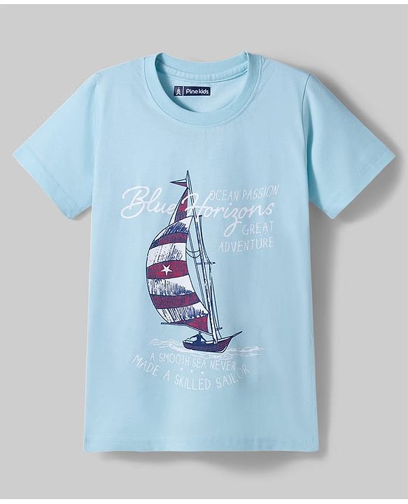 Pine Kids Cotton Knit T-Shirts Graphic Print Round Neck Half Sleeves Multi Colors 4-5 Years
