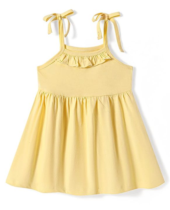 Babyhug Single Jersey Knit Sleeveless Solid Frock With Bloomer - Yellow