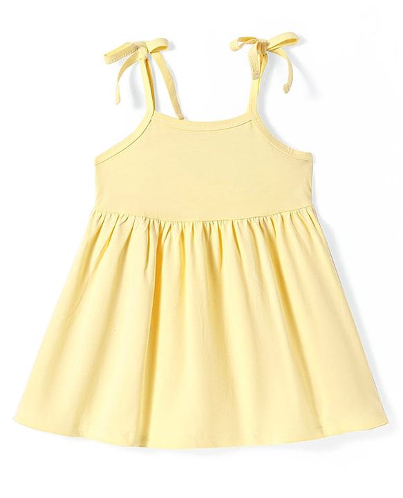 Babyhug Single Jersey Knit Sleeveless Solid Frock With Bloomer - Yellow