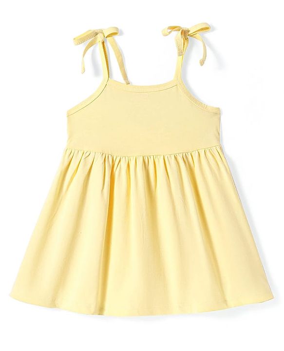 Babyhug Single Jersey Knit Sleeveless Solid Frock With Bloomer - Yellow