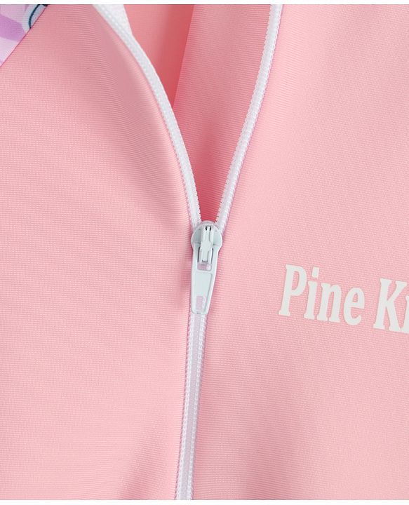 Pine Kids Half Raglan Sleeves Printed Two Piece Swimsuit - Pink