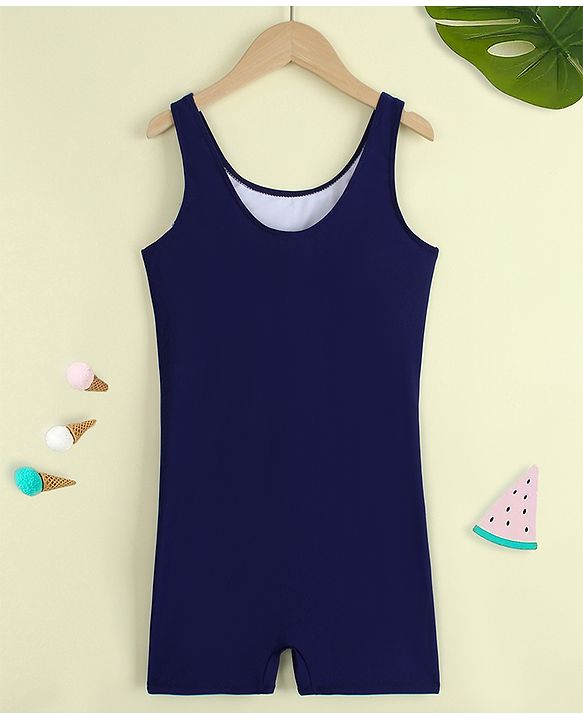 Pine Active Sleeveless Cut N Sew  Legged Swimsuit - Navy Blue