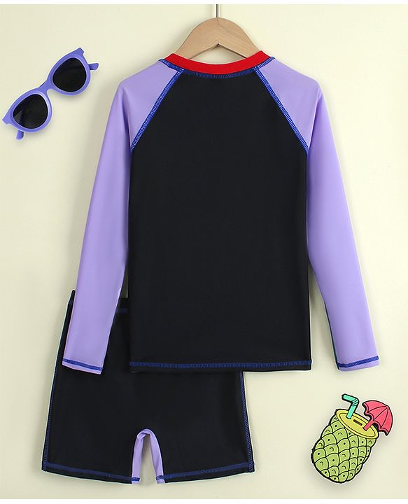 Pine Active Full Raglan Sleeves Two Piece Swimsuit - Black