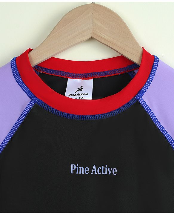 Pine Active Full Raglan Sleeves Two Piece Swimsuit - Black