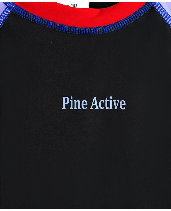 Pine Active Full Raglan Sleeves Two Piece Swimsuit - Black