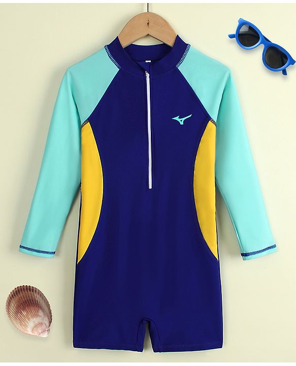 Pine Active Raglan Full Sleeves Legged Swimsuit - Navy Blue